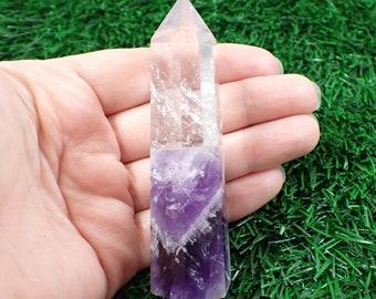 1 Piece Natural Clear Quartz Dream Amethyst Crystal Tower - Faceted Polished Tower -Dream Amethyst Clear Quartz Crystal Point #TOWER#1120