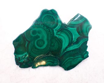 Beautiful Natural Malachite Crystal Slab - Small Green Smooth Polished Crystal - 3.5 Inches Organic Shape - Malachite Green #SLABS#1058