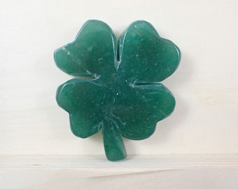 Green Aventurine Crystal Four Leaf Clover Carving - Carved Green Aventurine Crystal - 2.5 Inch Green Lucky Clover Carving #CRVNG#2144
