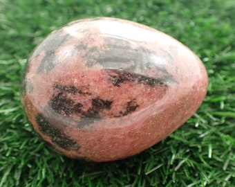 Large Natural Crystal Rhodonite Egg - Pink Black Smooth Polished Egg - Heavy Crystal Egg 3 Inch - Pink Black Rhodonite Crystal #EGGS#1019