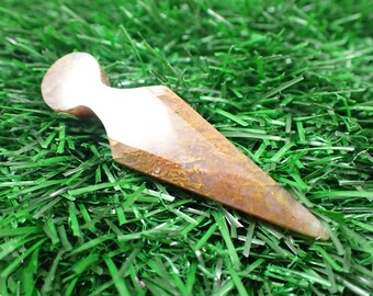 Pretty Moss Agate Pendulum Shaped Crystal - Brown White Beveled Edge - Double Sided Crystal Pendulum - 2.25 Inch Pendulum Agate #CRVNG#2113