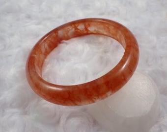62.8mm Shiny Fire Quartz Bangle Bracelet - Smooth Round Polished - Natural Fire Quartz Crystal - Red Orange Crystal Cuff Bangle #JEWEL#1469
