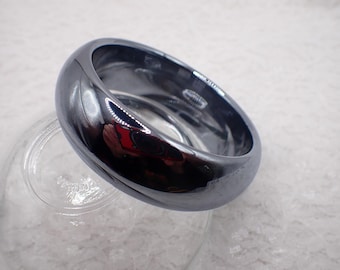 59.7mm Terahertz Metallic Silver Crystal Bangle Bracelet - Thick Smooth Polished Bangle - Gunmetal Silver Bracelet No Chips #JEWEL#1938