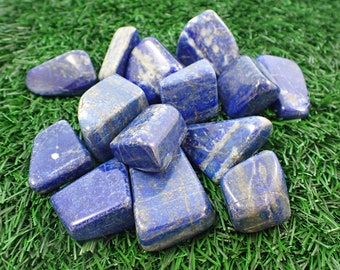1 Piece Natural Lapis Lazuli Crystal Tumbles - Large Rounded Smooth Tumbled Stones - Blue Gray Sparkle - Lapis Lazuli Tumbled #TUMBL#1034