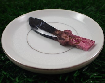 Striking Palm Root Crystal Sword Carving - Black Pink Dyed Crystal Knife - Short 3.25 Inch Sword Carving - Decorative Crystal #CRVNG#2157