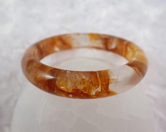 60.1mm Golden Healer Bangle Bracelet - Crystal Cuff Bracelet - Gold Brown Clear Golden Healer - Natural Gold Crystal Bracelet #JEWEL#1545