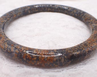 64.2mm Unique Natural Agate Crystal Bangle Bracelet - Purple Brown Beige Crystal Bracelet - Thin Smooth Purple Agate Bangle #JEWEL#1847
