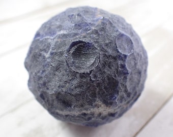 1 Piece Natural Sodalite Crystal Moon Sphere - Round Textured Moon Carving - Sodalite Crystal Sphere - 47mm Round Crystal Ball #MOONS#1020