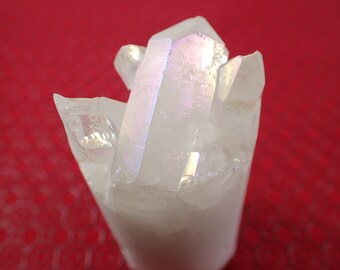 Pretty Rainbow Aura Quartz Crystal Cylinder - Rough Texture Cluster Top - Rainbow AB Finish - 2.5 Inch Does Stand Heavy Texture #CYLDR#1015