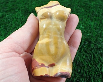 1 Piece Natural Mookaite Jasper Crystal - Fit Woman Body Carving - Yellow Gold Mustard Maroon - 79x42x38mm Mookaite Jasper Body #BDIES#1004