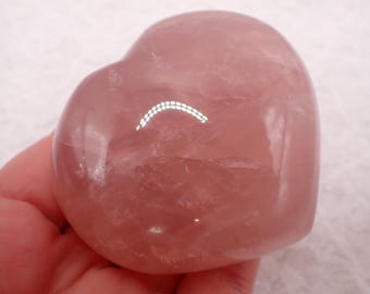 Deep Pink Flashy Rose Quartz Crystal Heart - Heavy Smooth Polished Heart - 2.75 Inches Natural Rosd Quartz Healing Crystal #HEART#1122