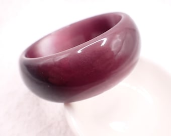 58.9mm Chunky Cuff Purple Cats Eye Crystal Bangle Bracelet - Shiny Smooth Finish Flat Inside - Bangle Bracelet Cat Eye Purple #JEWEL#2024