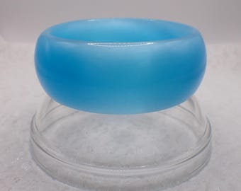 60.8mm Thick Blue Cat’s Eye Crystal Cuff Bangle Bracelet - Smooth Polished No Chips or Cracks - Thick Cuff Blue Cat Eye Crystal #JEWEL#1988