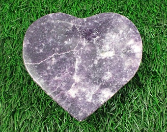 1 Piece Natural Lepidolite Heart Shaped Crystal Bowl - Large Smooth Polished Bowl - Tray for Crystals - 4 Inch Heart Bowl #BOWLS#1080