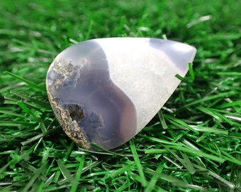 1 Piece Natural Purple Moss Agate Cabochon - Teardrop Smooth Finish - Purple White Gray - 32x21x6mm Cabochon Purple Moss Agate #CBCHN#1045