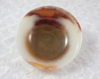 Gorgeous Natural Peach Calcite Crystal Bowl - Smooth Polished Small 4 Inch Bowl - Tray for Crystals - Red Brown Peach Calcite #BOWLS#1117