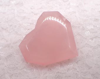 High Quality Natural Rose Quartz Crystal Heart - Smooth Faceted Beveled Edge Heart - 2 Inch Crystal Heart Rose Quartz #HEART#1136