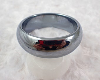 60.0mm Terahertz Metallic Silver Crystal Bangle Bracelet - Thick Smooth Polished Bangle - Gunmetal Shiny Bracelet #JEWEL#1292