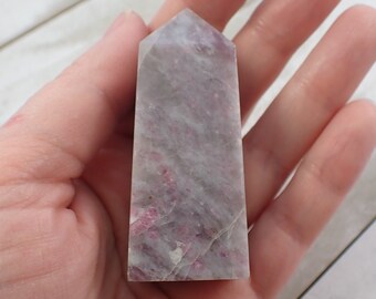 1 Piece Natural Unicorn Stone Crystal Tower - Rectangle Smooth Polished - 2.75 Inches Pink Purple Crystal Tower - Unicorn Stone #TOWER#1193