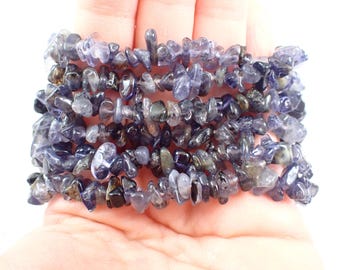 Lovely Iolite Chip Crystal Bracelet - 6-8mm Chip Beads - Blue Gray Clear Crystal Beads - Natural Blue Gray Iolite Chip Bracelet #BRCLT#1156