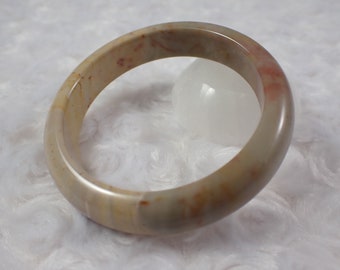 60.1mm Natural Polychrome Jasper Crystal Bangle Bracelet - Sand Orange Beige Crystal - Smooth Polished Crystal Bangle Bracelet #JEWEL#1185