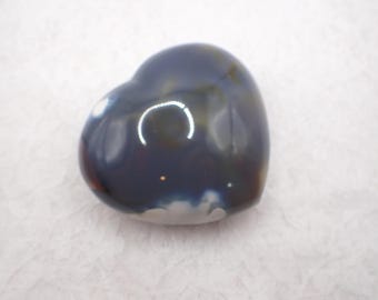 Large Natural Orca Agate Heart Crystal - Gray White Brown Heart - Big 3.0 Inch Smooth Crystal - Natural Gray White Orca Agate #HEART#1106