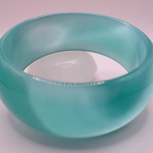 60.2mm Thick Sea green, turquoise, teal Shiny Cats Eye Crystal Cuff Bangle Bracelet - Bangle Bracelet - Cat Eye Crystal #JEWEL#1755