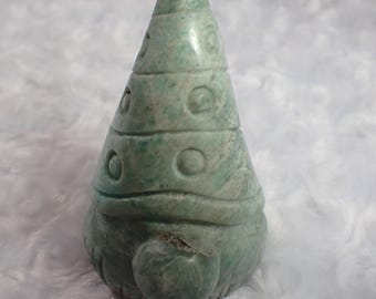 Large Ocean Jasper Gnome Crystal Carving - Light Green - 3.25 Inch Tall Heavy Gnome Figurine - Ocean Jasper Crystal Gnome #GNOME#1012