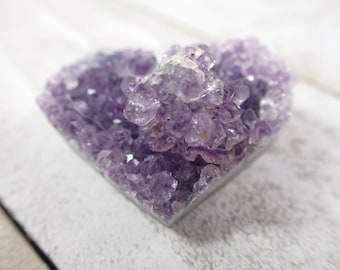 Small Sparkly Natural Amethyst Heart Crystal Cluster - Purple Amethyst Heart Crystal - 1.25 Inch Natural Crystal #RAWSM#1089