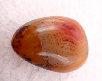 Natural Sardonyx Crystal Palm Stone - 2.5 Inch Smooth Rounded Gallet - Orange Brown Palmstone #PALMS#1262