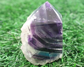 1 Piece Natural Rough Fluorite Crystal Tower - Purple Green Rainbow Flash Crystal - 40x29x25mm Rough Edge Fluorite Crystal Tower #TOWER#1195