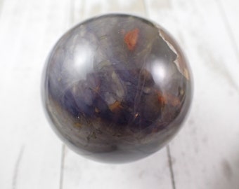 Beautiful Large Purple Chalcedony Crystal Sphere - Smooth Textured Round Sphere - Purple Red Beige White - 2 Inch Round Sphere #SPHER#1098