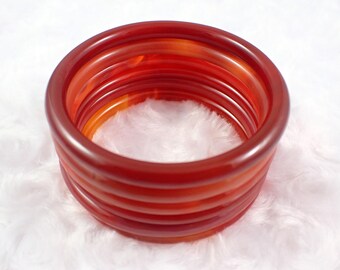 59.8mm Natural Red Agate Thin Bangle Bracelet - Skinny Orange Red Crystal Bangle - Crystal Bangle Thin Orange Natural Red Agate #JEWEL#1552