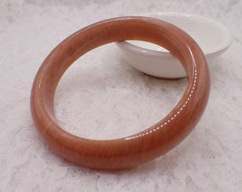 61.3mm Flashy Peach Moonstone Crystal Bangle Bracelet - Small Smooth Flat Inside Crystal - Shiny Polished Peach Moonstone Bangle #JEWEL#2006