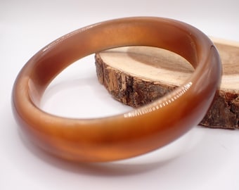62.0mm Dark Copper Cats Eye Bangle Bracelet - Thick Smooth Polished Bangle - Copper Cats Eye Bangle Bracelet #JEWEL#1710