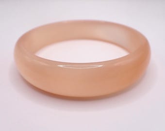 61.8mm Beautiful Thin Nude Cats Eye Crystal Bangle Bracelet - Smooth Finish Flat Inside Bangle Bracelet - Peach Cat Eye Crystal #JEWEL#1724