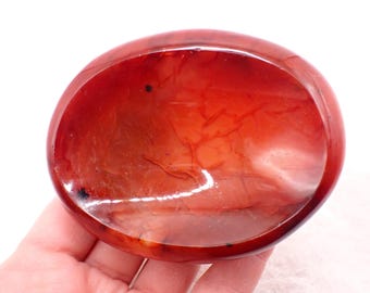 Beautiful Carnelian Agate Crystal Bowl - Thick Heavy Natural Crystal - Red Orange - Carnelian Heavy Bowl 3.25 Inches #BOWLS#1132