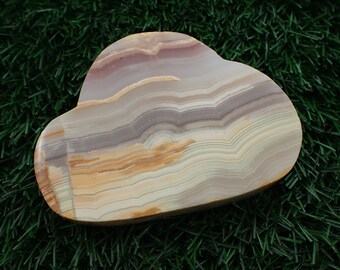 Thick Chunky Natural Pink Banded Onyx Cloud Carving - Standing Crystal Cloud - Pink White Green Brown Orange Banding - 3.5 Inch #CRVNG#1923