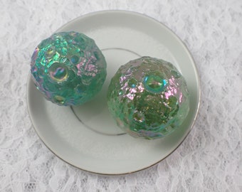 Green Aura Quartz Crystal Moon Sphere - Green Rainbow Aura Textured Moon Crystal - Round Moon Crystal Sphere - 1.5 Inch Green #MOONS#1030