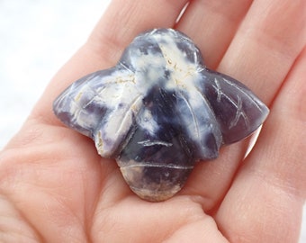 Gorgeous Grape Agate Crystal Bee - Purple White Yellow Handmade Carving - 1.75 Inch Purple White Insect - Carved Bee Insect #ANMLS#1176