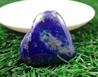 1 Piece Natural Lapis Lazuli Crystal Heart Carving - Bright Blue Gray Smooth Polished - Small Heart Crystal - 32x31x10mm Heart #HEART#1090