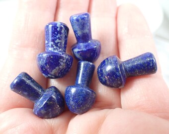 1 Piece Natural Lapis Lazuli Crystal Mushroom Carvings - Blue Gray Smooth Mini Crystal - .75 Inch Tiny Shrooms Lapis Pyrite #MINIS#1118