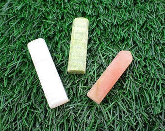 3 Pcs Natural Crystal Mini Points - Tremolite Peach Calcite Pink Calcite - 1.75 Inch Tiny Towers - Smooth Faceted Pink Green #POINT#1042