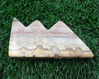 1 Piece Natural Pink Banded Onyx Mountain Carving - Striped Crystal Mountain - Smooth Standing Mountain - 3.75 Inches Pink Onyx #CRVNG#1350