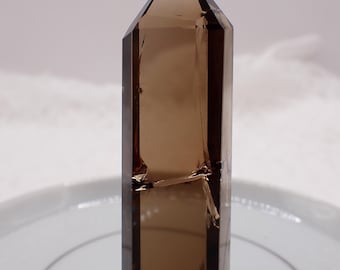 1 Piece Natural Smoky Quartz Crystal Mini Tower - Opaque faceted Smooth Point - Gray Clear Faceted Smoky Quartz Point #TOWER#1303