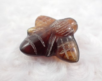 Gorgeous Indonesian Amber Bee Handmade Carving - 1.75 Inch Part Translucent Amber Insect - Brown Carved Bee Amber Insect #ANMLS#1216