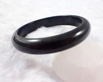 62.9mm Silver Obsidian Flashy Crystal Bangle Bracelet - Natural Smooth Polished Crystal Bangle - Black with Silver Flash Bangle #JEWEL#1348