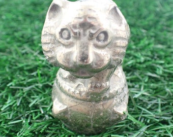 Shiny Gold Pyrite Crystal Circus Lion - Shiny Bright Metallic Animal Figurine - 2.25 Inch Crystal Carving - Heavy Gold Pyrite #ANMLS#1105