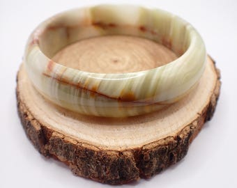 64.3mm Green Onyx/ Afghan Jade Crystal Bangle Bracelet - Smooth Polished Bangle - Natural Crystal Bracelet - No Chips Nice #JEWEL#1626
