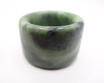 US Size 13.5 Thick Green Haitian Jade Bangle Crystal Ring - Dark Green Smooth - Bangle Ring Haitian Jade Crystal - Thick Large #RINGS#1126